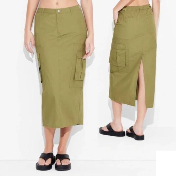 Wild Fable Women's Cargo Maxi Skirt Olive Green Size Small - Picture 1 of 6